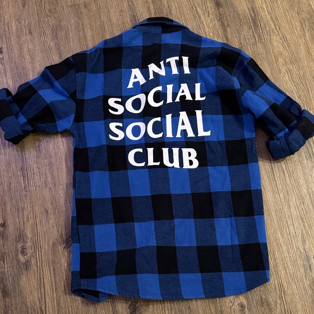 Anti Social Social Club Black and Blue Plaid Shirt